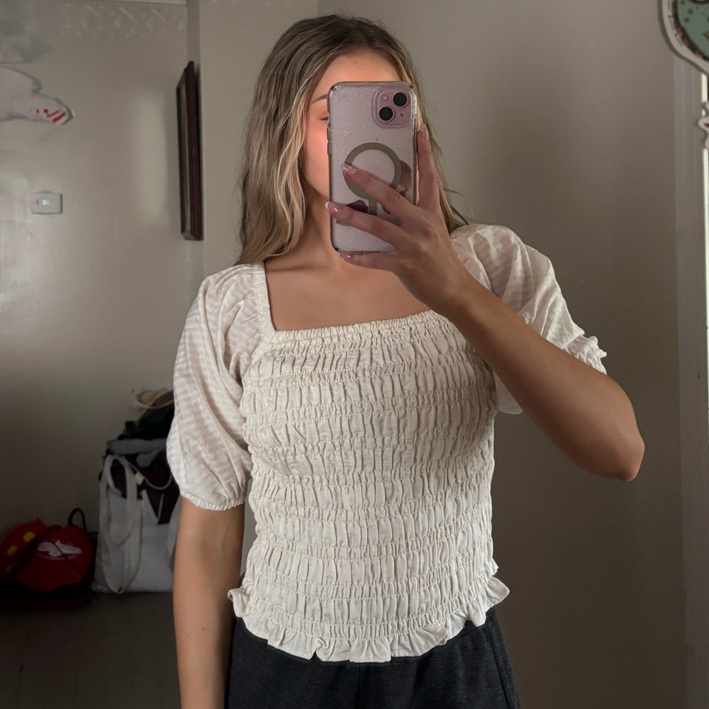 Old Navy Cream Puff Sleeve Top